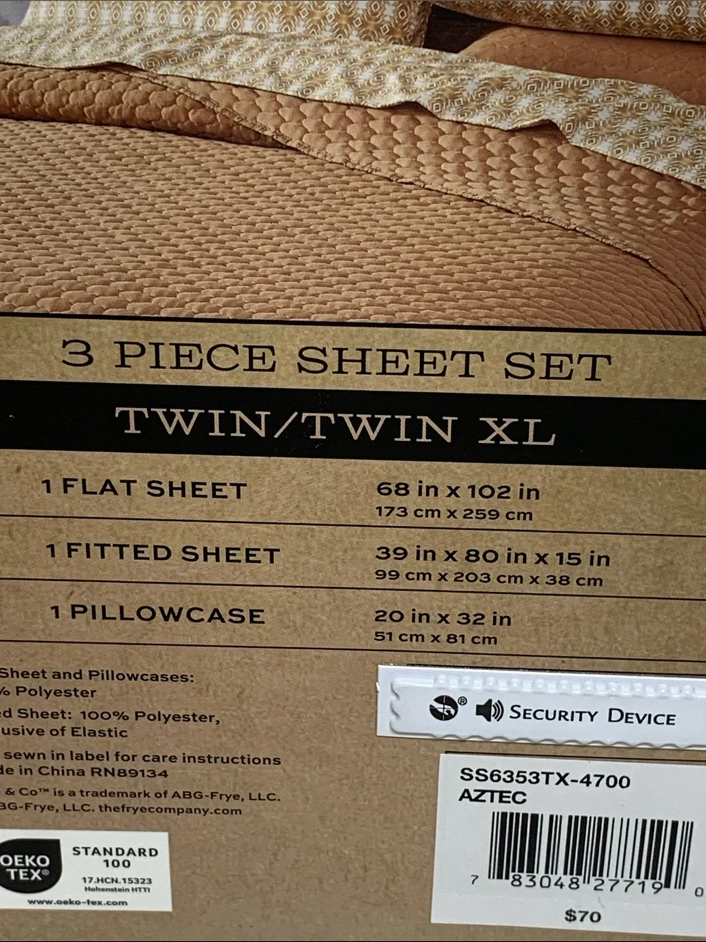 FRYE and CO TWIN/TWIN XL Bedding Set Tan 3 Piece Aztec Southwest Desert Boho NWT